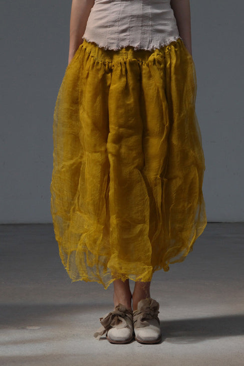 marc le bihan 25930 yellow silk skirt